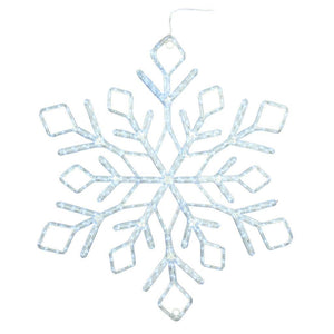 48" Diamond Snowflake Window Decor Pure White LED Twinkle Ropelight 1