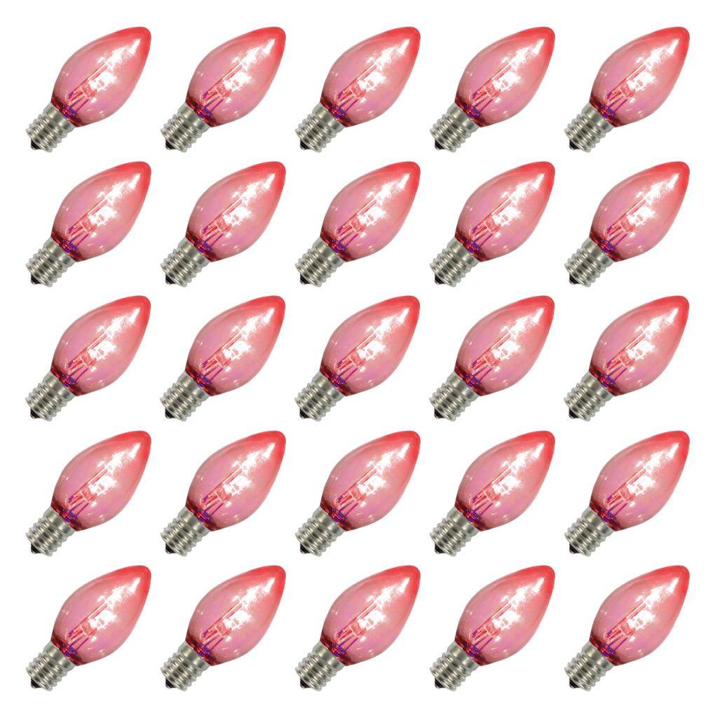 C7 Candelabra Screw Base Transparent Red Dimmable (25 pack) 1