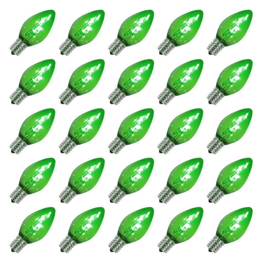 C7 Candelabra Screw Base Green Transparent Dimmable LED (25 pack) 1