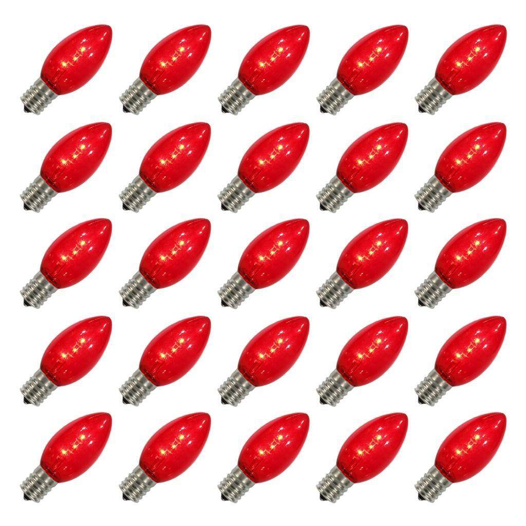 C9 Intermediate Screw Base Transparent Red Dimmable Twinkle (25 pack) 1