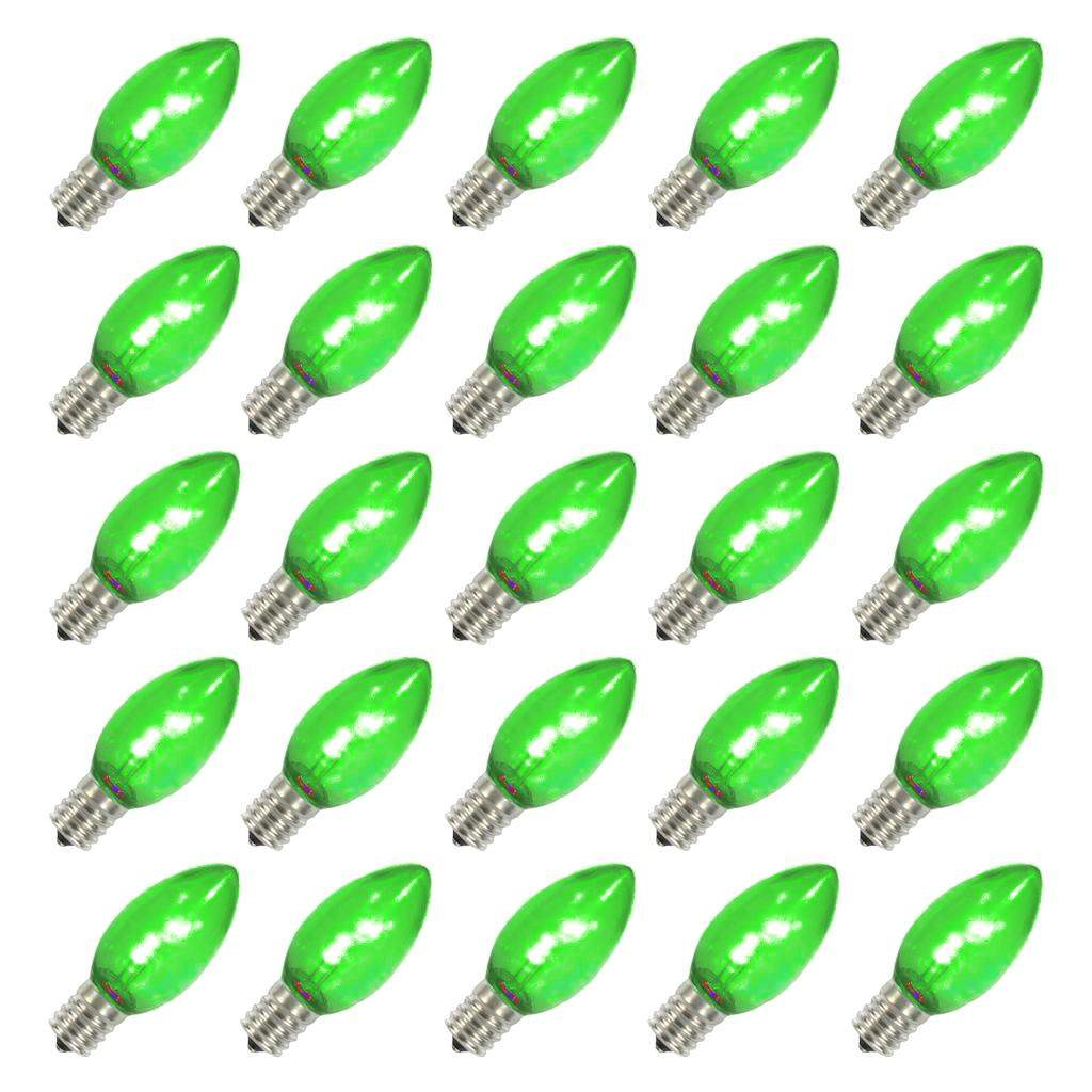 C9 Intermediate Screw Base Green Transparent Dimmable Twinkle LED (25 pack) 1