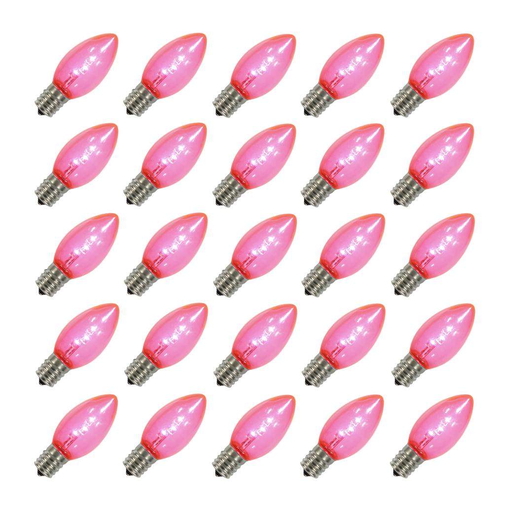 C9 Intermediate Screw Base Transparent Pink Dimmable LED (25 pack) 1