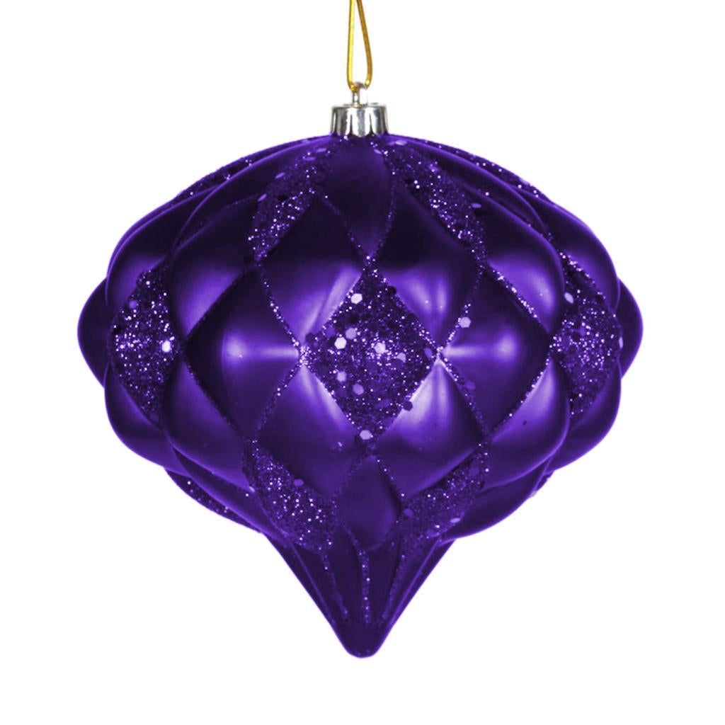 5.7" Purple Matte Glitter Diamond Ornament 1