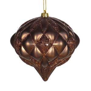 5.7" Chocolate Matte Glitter Diamond Ornament 1