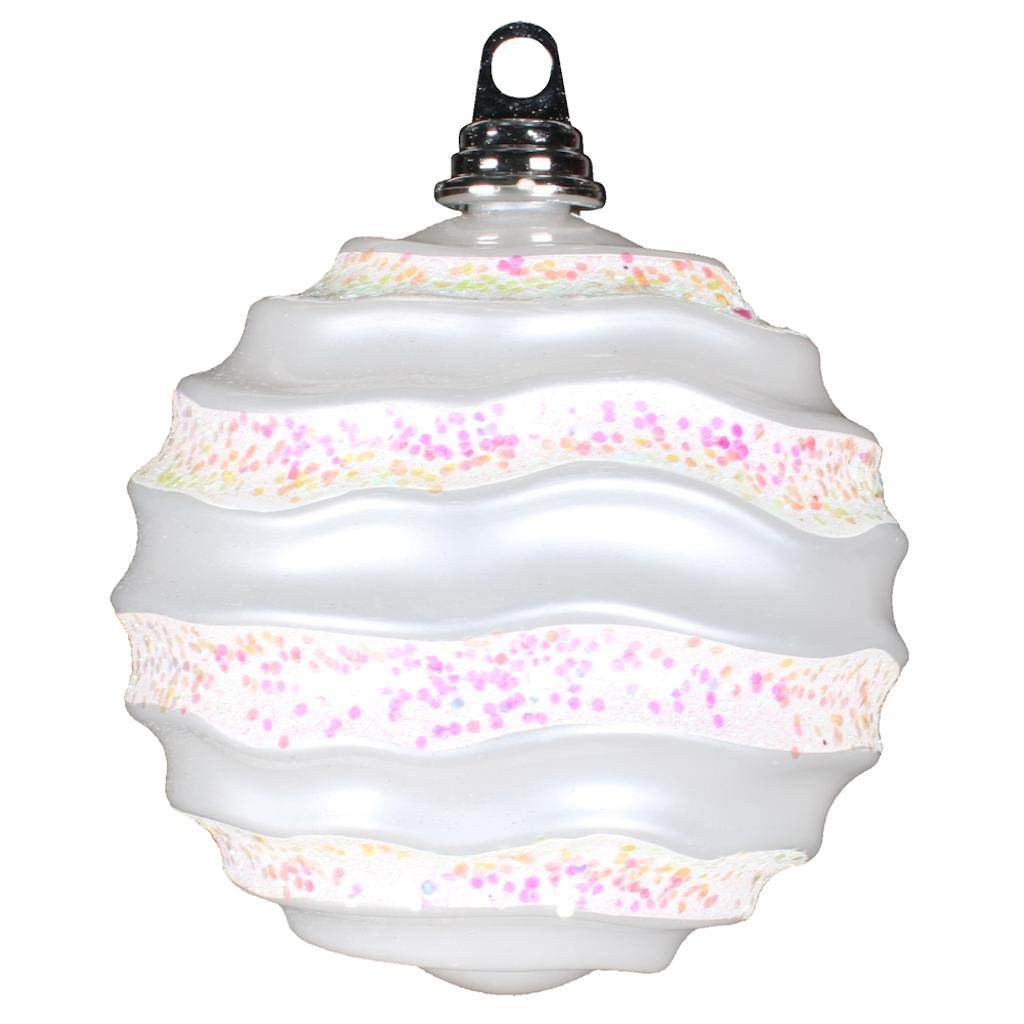 6'' White Candy Glitter Wave Ornament 1