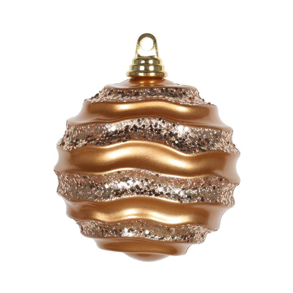 6'' Rose Gold Candy Glitter Wave Ball Ornament 1