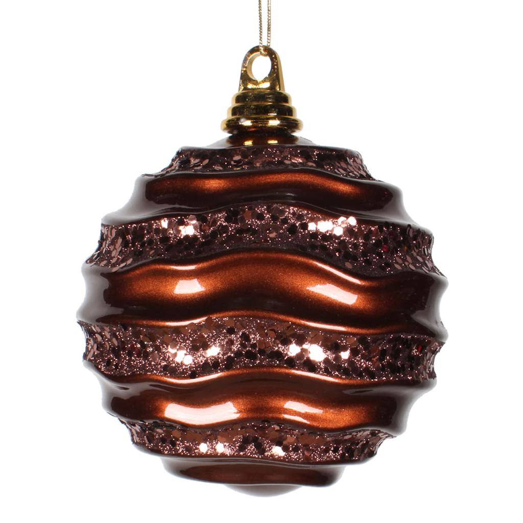 6'' Chocolate Candy Glitter Wave Ball Ornament 1