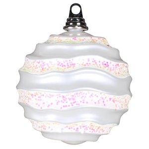 8'' White Candy Glitter Wave Ornament 1