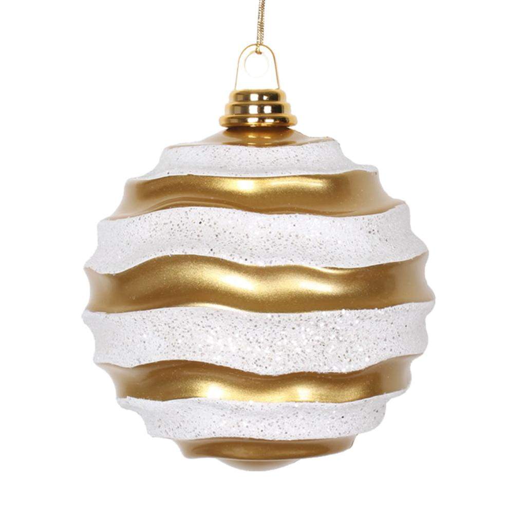 8'' Gold / Silver Candy Glitter Wave Ball Ornament 1