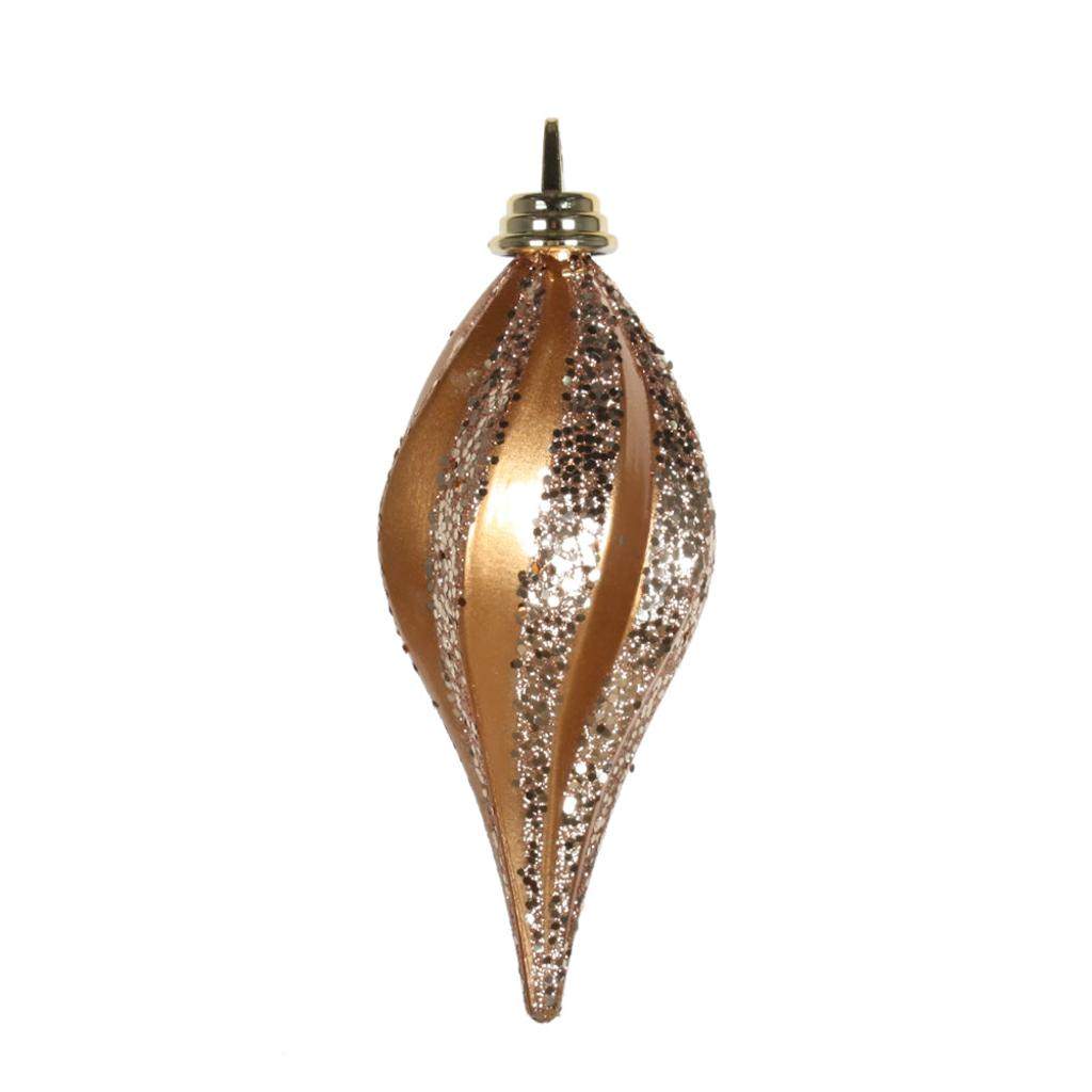 8'' Rose Gold Candy Glitter Swirl Drop Ornament 1