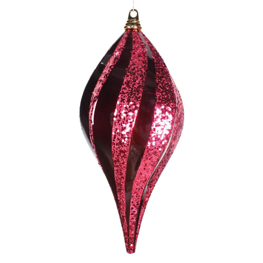 8'' Burgundy Candy Glitter Swirl Drop Ornament 1