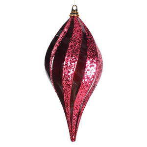 8'' Burgundy Candy Glitter Swirl Drop Ornament 1