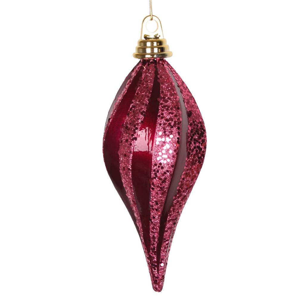 8'' Fuchsia Candy Glitter Swirl Drop Ornament 1