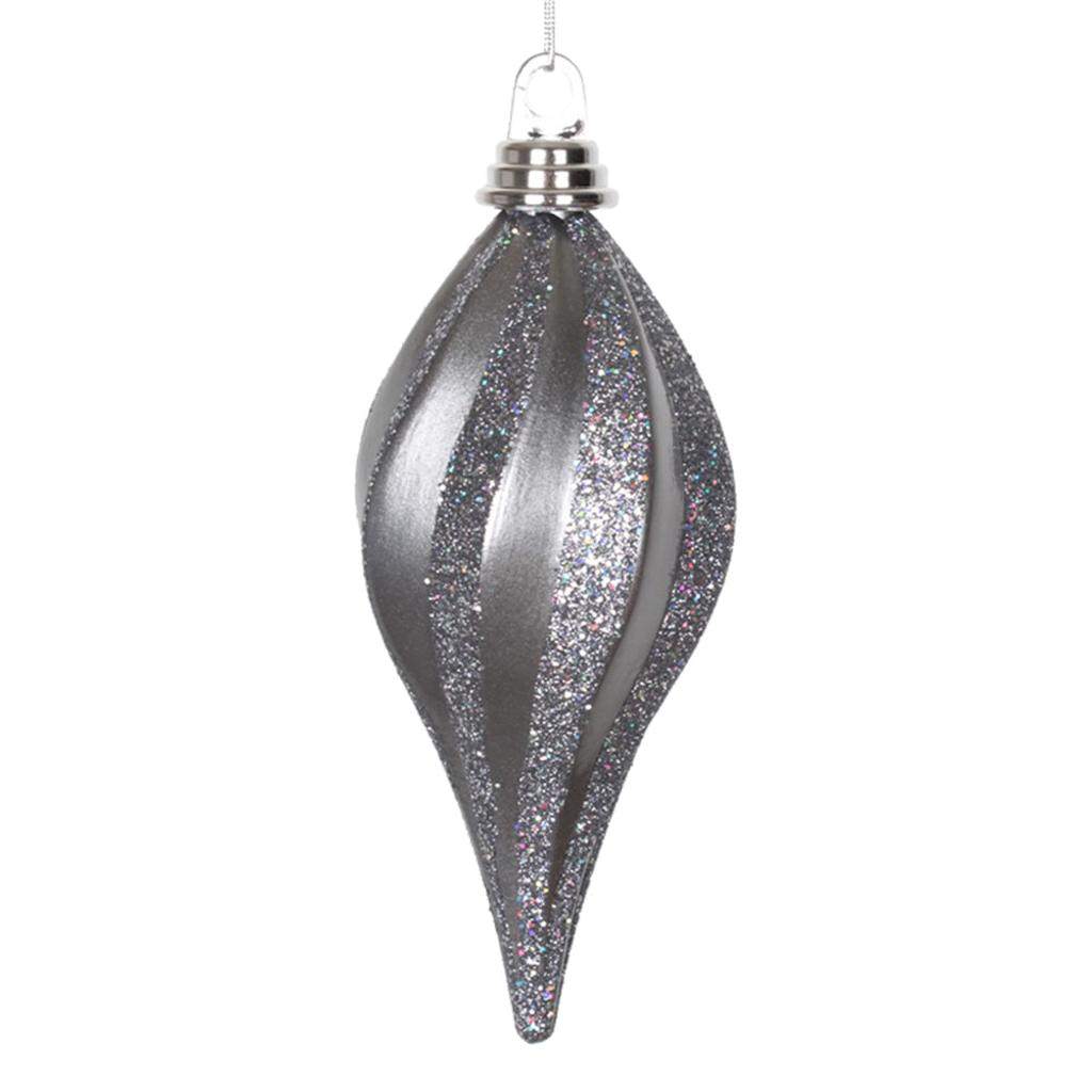 8'' Pewter Candy Glitter Swirl Drop Ornament 1