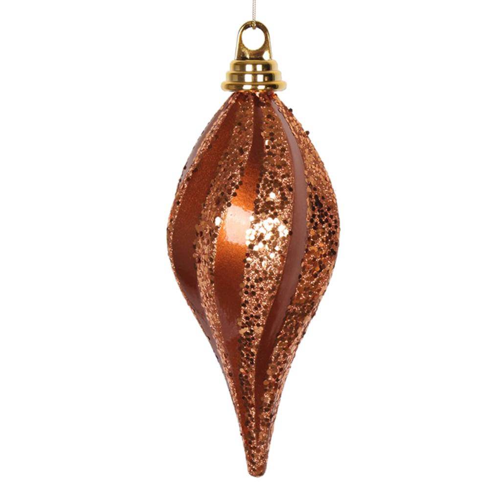 8'' Copper Candy Glitter Swirl Drop Ornament 1