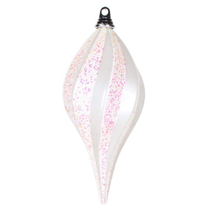 12'' White Candy Glitter Swirl Drop Ornament 1