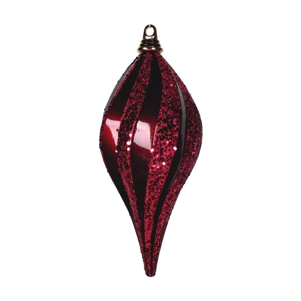 12'' Burgundy Candy Glitter Swirl Drop Ornament 1