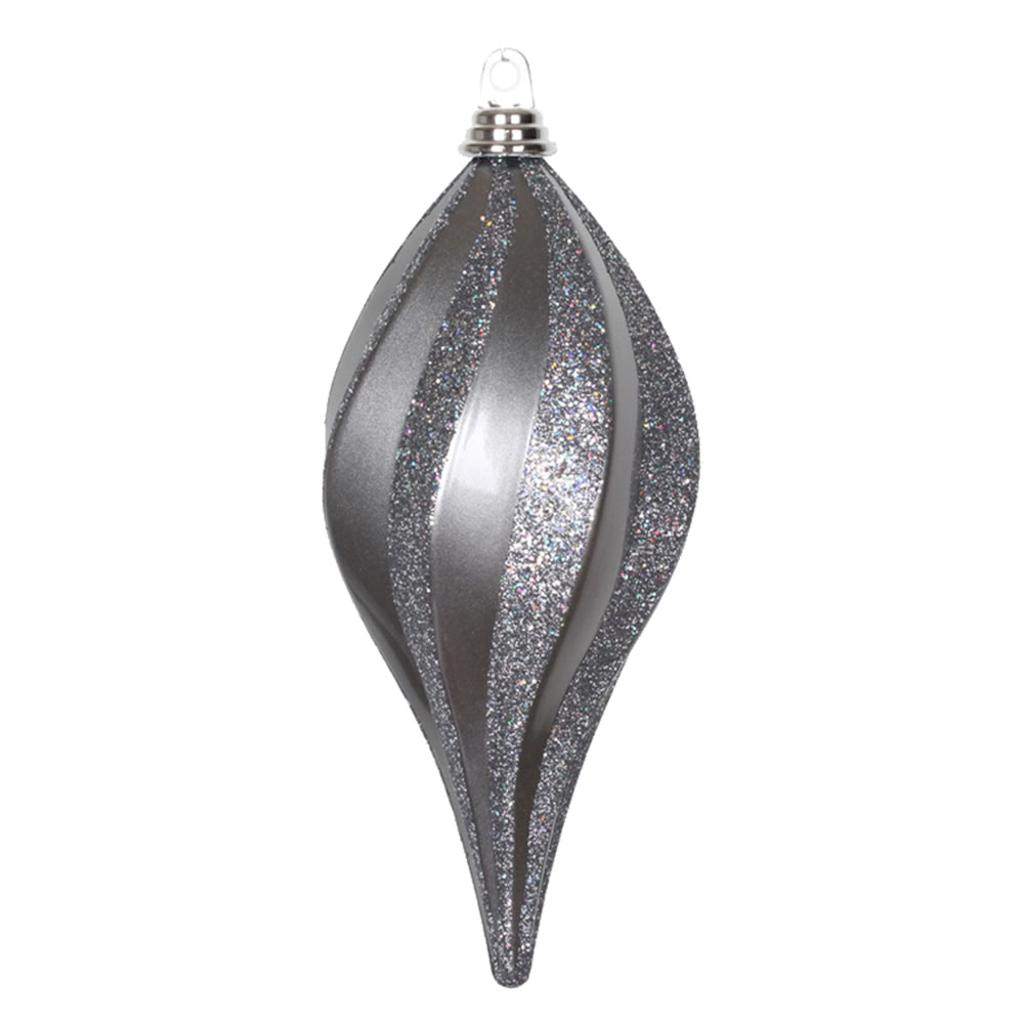 12'' Pewter Candy Glitter Swirl Drop Ornament 1