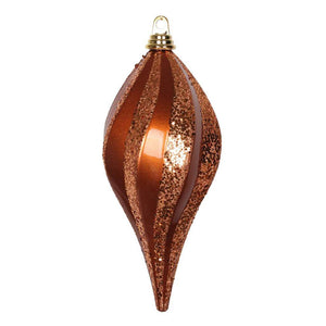 12'' Copper Candy Glitter Swirl Drop Ornament 1