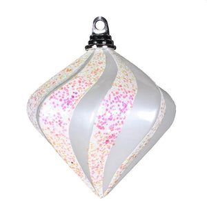 6" White Candy Glitter Swirl Diamond Ornament 1