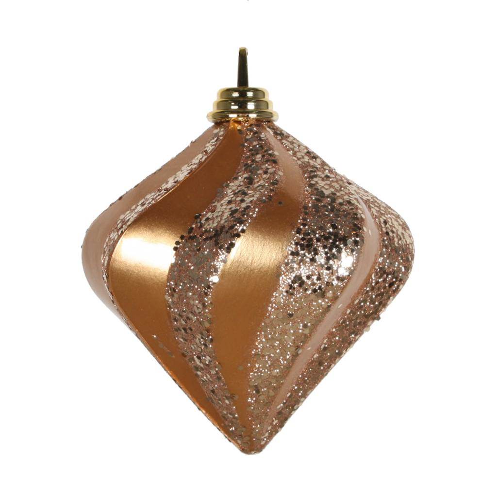 6" Rose Gold Candy Glitter Swirl Diamond Ornament 1