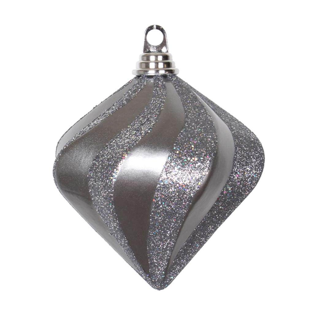 6" Pewter Candy Glitter Swirl Diamond Ornament 1