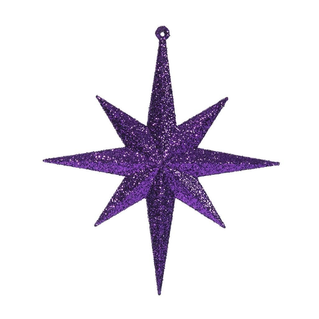 8" Purple Glitter Bethlehem Star Ornament (4 pack) 1