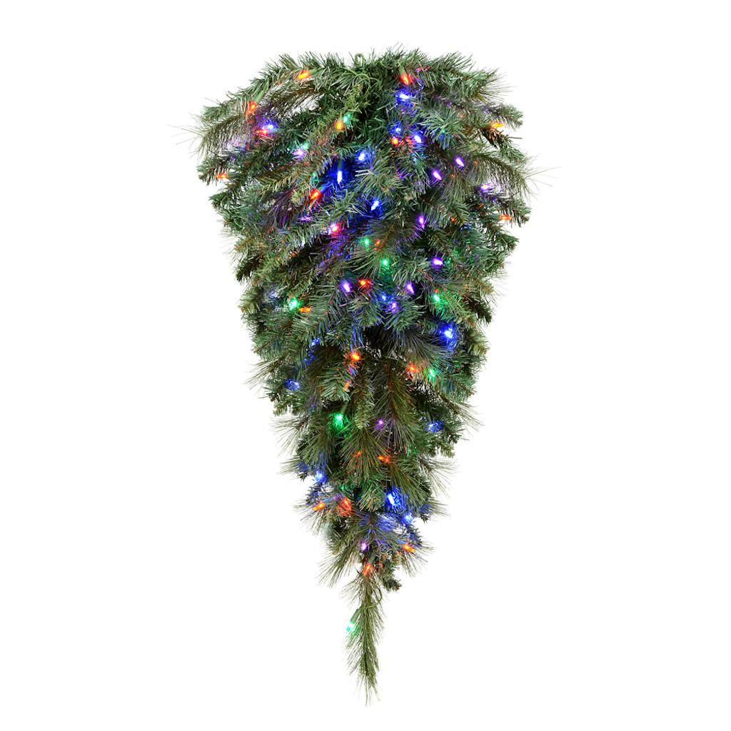 36" Artificial Mixed Brussels Pine Teardrop 70 Multi-Color LED Lights 1