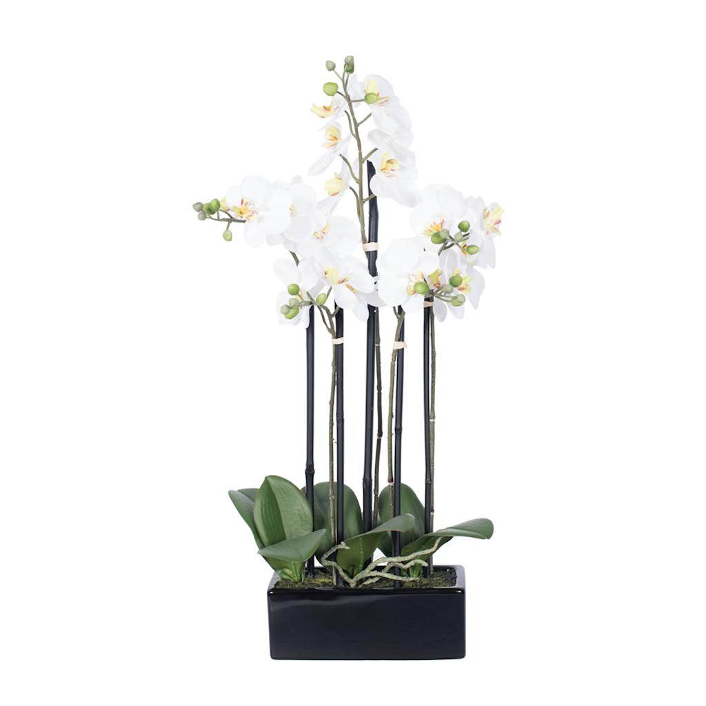 21" Artificial White Orchid With Ceramic Container 1