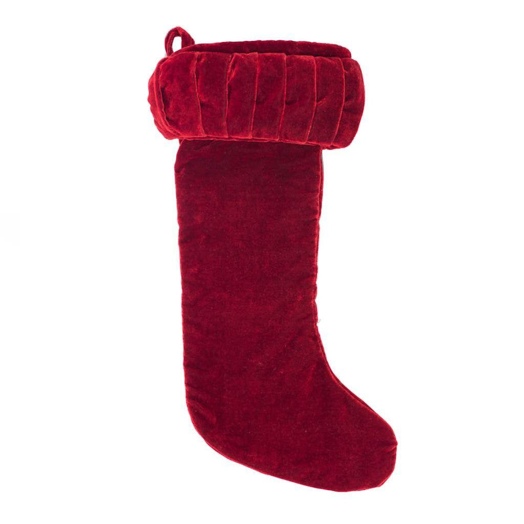 8" x 19" Plush Red Velvet Christmas Stocking 1