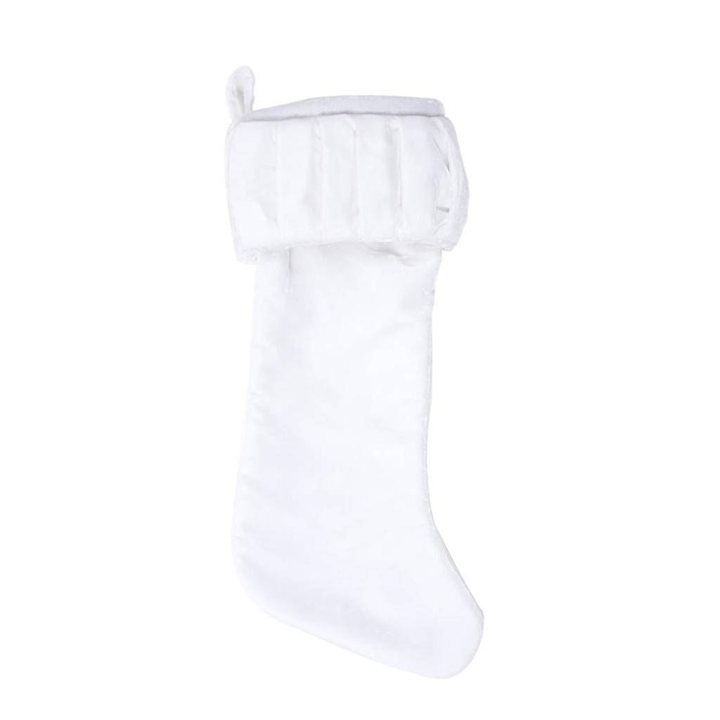 8" x 19" Plush White Velvet Christmas Stocking 1
