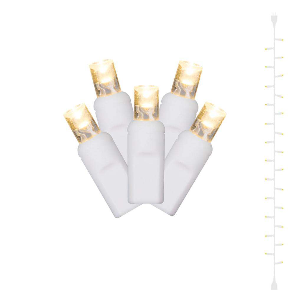 17.5' 35 Light White Wire Warm White LED Curtain String Set 1
