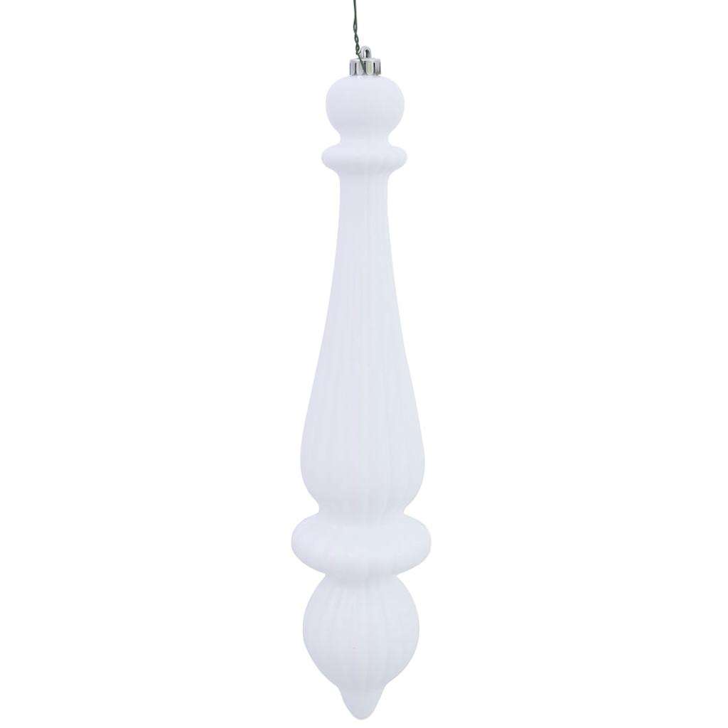 14" White Shiny Finial Drop Ornament (2 pack) 1
