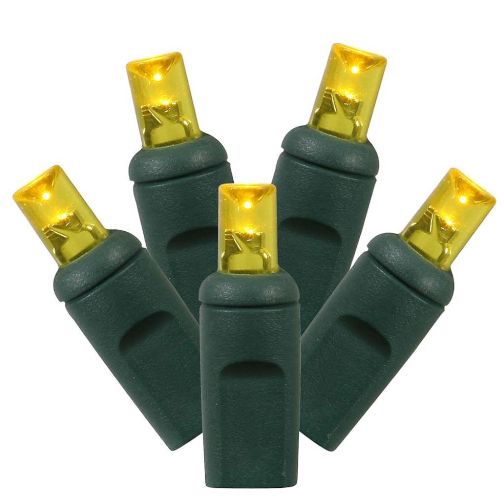 70 Light 24' Green Wire Yellow Wide Angle LED Christmas Light Set 1