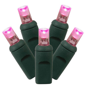 70 Light 24' Green Wire Pink Wide Angle LED Lights with 4" Spacing 1