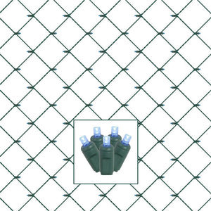 120 Light Green Wire Blue 6' x 4' Wide Angle Twinkle LED Net Light String 1