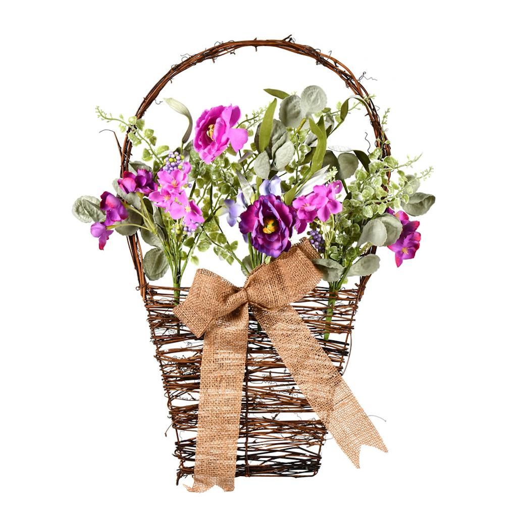 20" Mixed Purple Flower Basket 1