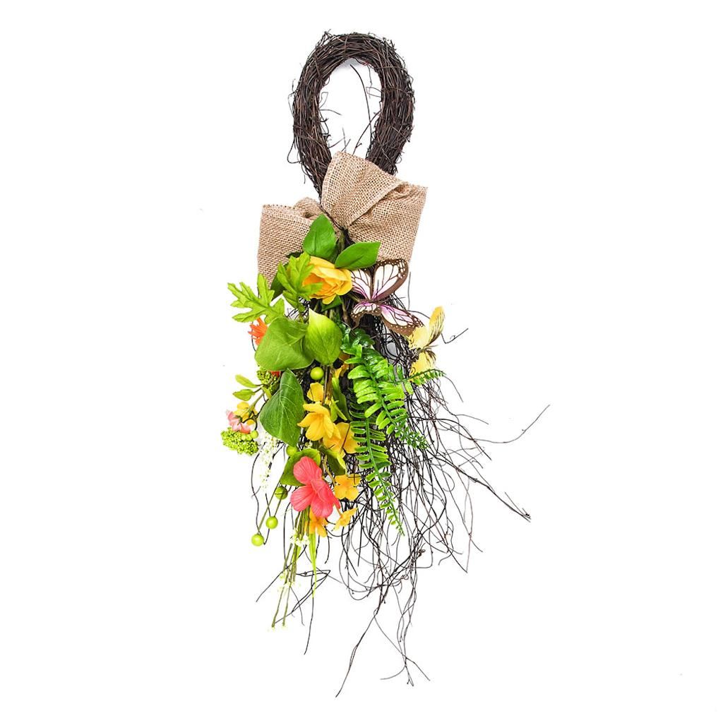 28" Artificial Yellow Mixed Floral Teardrop 1