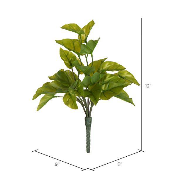 12" Artificial Green Pothos Leaf Bush (3 pack) 3