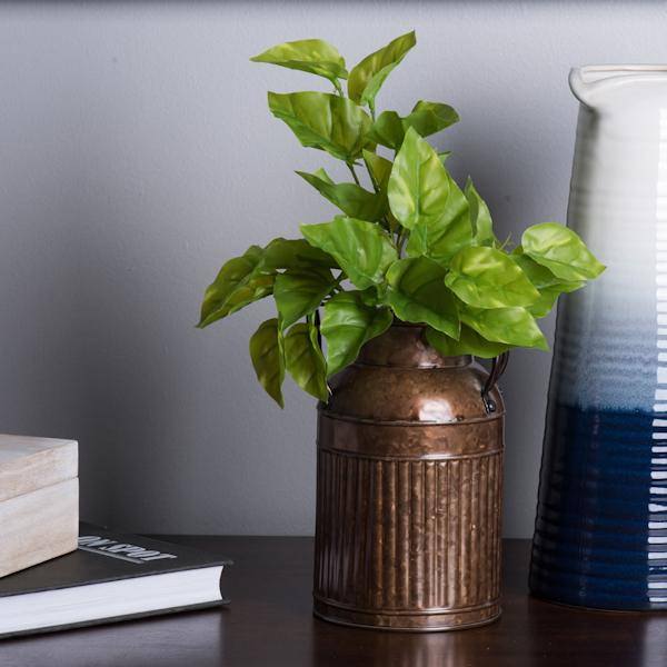 12" Artificial Green Pothos Leaf Bush (3 pack) 4