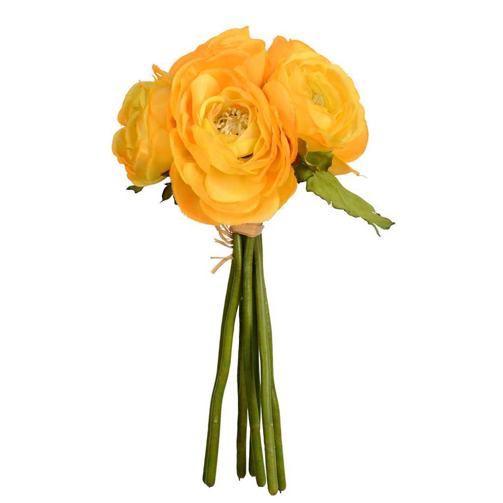 9" Artificial Mini Yellow Ranunculus Bundle (3 pack) 1