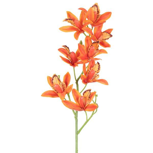 32" Artificial Orange Orchid Stem (6 pack) 3