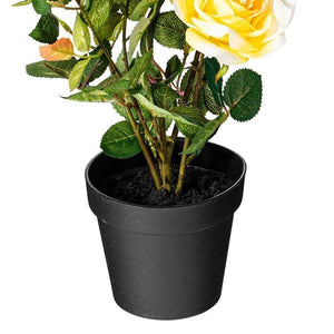 21" Artificial Potted Yellow Rose Plant 3