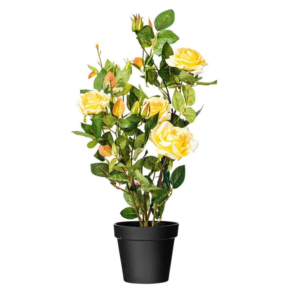 21" Artificial Potted Yellow Rose Plant 1