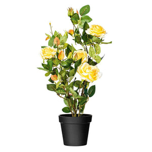 21" Artificial Potted Yellow Rose Plant 1