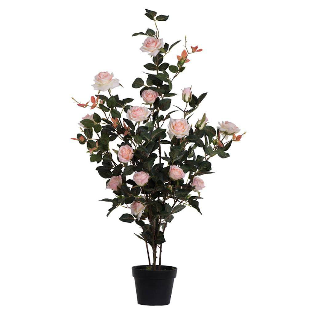 45" Artificial Pink Rose Plant in Black Pot 1