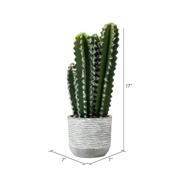 17" Artificial Green Cactus in Concrete Pot 5