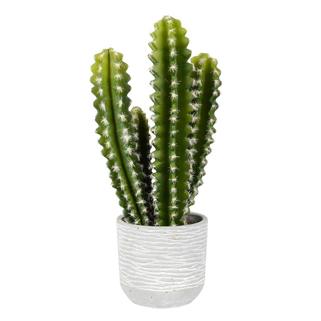17" Artificial Green Cactus in Concrete Pot 1