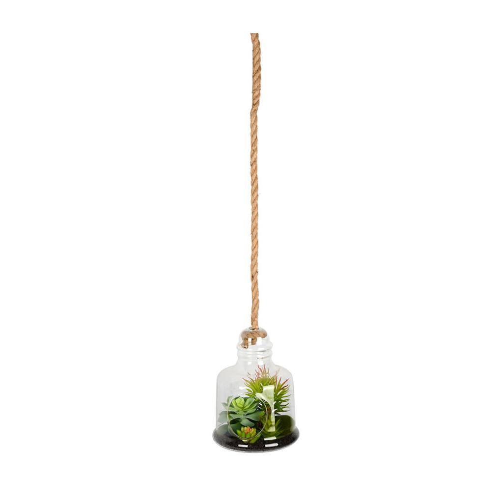 10" Artificial Assorted Succulents in Glass Jar 1