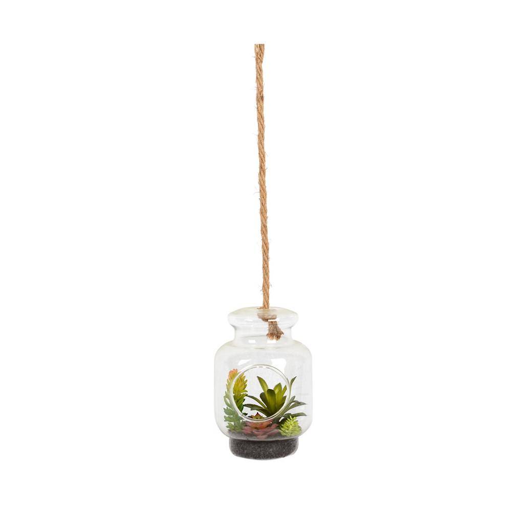 9" Artificial Assorted Succulents in Glass Jar 1